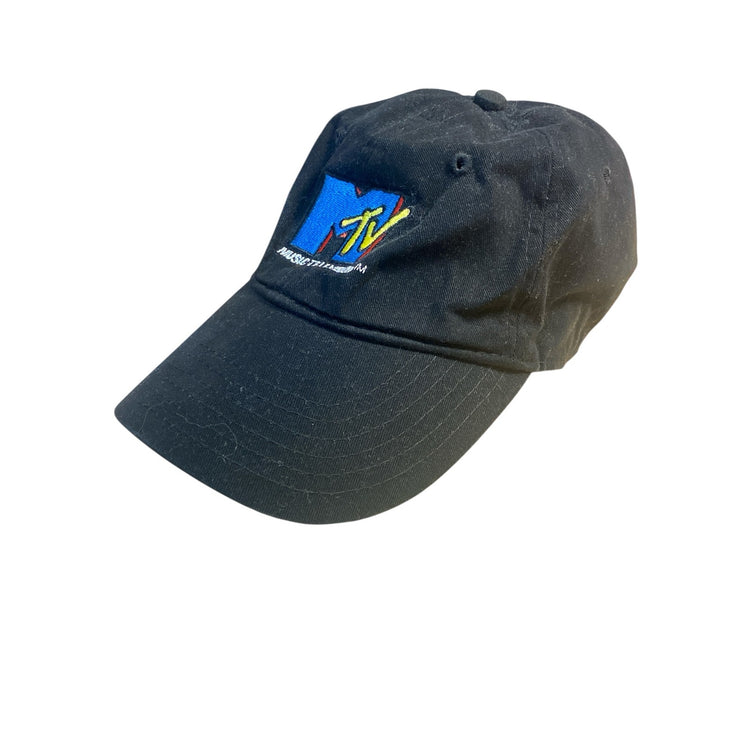 MTV Music Television Black Embroidered Adjustable Strap Back Dad Cap Hat OS