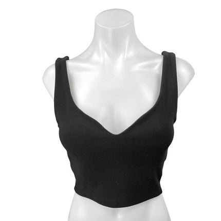 Zara Black Ribbed Knit Sleeveless Sweetheart Neck Pullover Crop Tank Top Size S