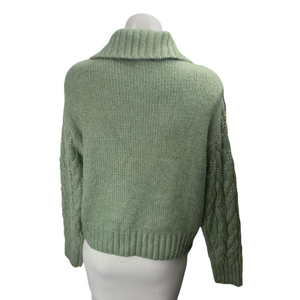 Sincerely Jules Women's Green Cable Knit Long Sleeve Quarter Zip Sweater Top S