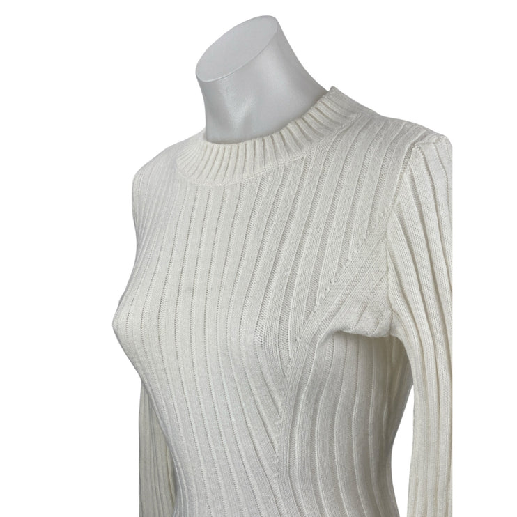 Hollister White Rib Knit Long Sleeve Mock Neck Ribbed Knit Mini A Line Dress S