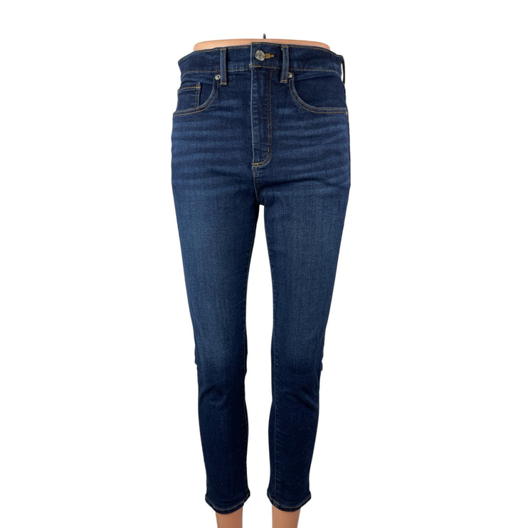 Ann Taylor LOFT Women's Blue Dark Wash Y2k Cropped Skinny Denim Jeans Size 6P