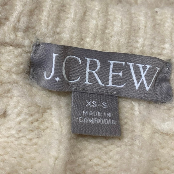 J.Crew Cream White Relaxed Cable Knit Pocket Long Sleeve Cardigan Sweater XS-S