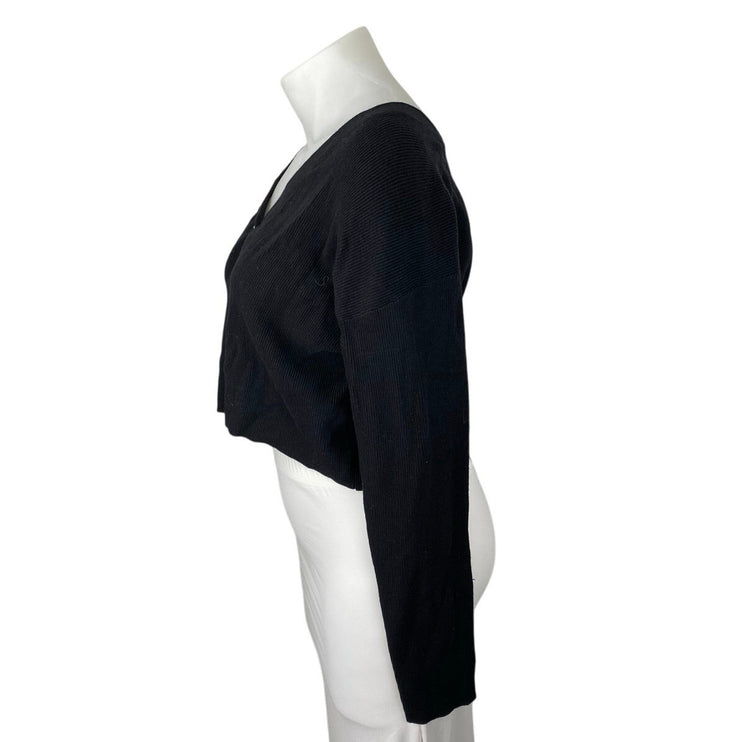 NEW BP.  Black Rib Knit V-neck Button Up Long Sleeve Crop Cardigan Sweater XXL