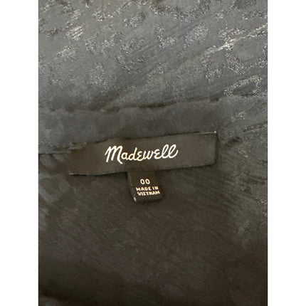 Madewell Black Leopard Jacquard Drawstring Flare Pencil Slip Midi Skirt Size 00