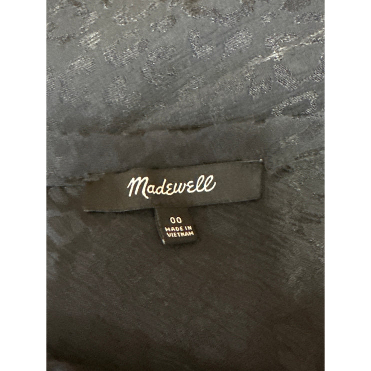 Madewell Black Leopard Jacquard Drawstring Flare Pencil Slip Midi Skirt Size 00