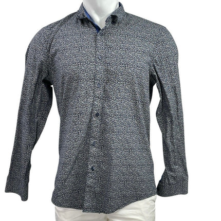 Zara Men's Black Floral Collared Long Sleeve Slim Casual Button Down Shirt Top L