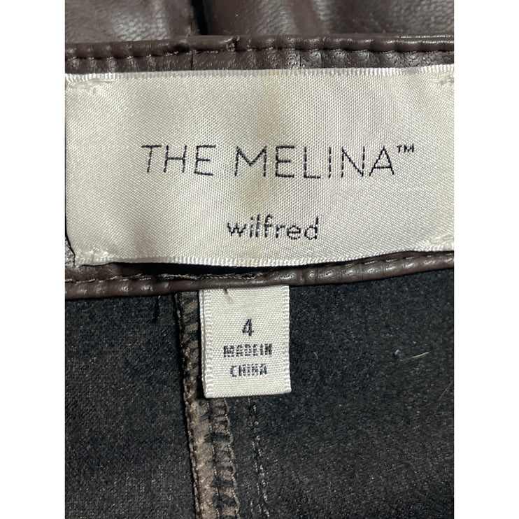 Aritzia Wilfred The Melina Black Faux Leather High Rise Skinny Trouser Pants 4