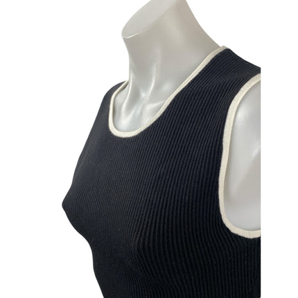 House of Harlow 1960 Women's Black Sleeveless Ribbed Knit Tank Crop Top Size S