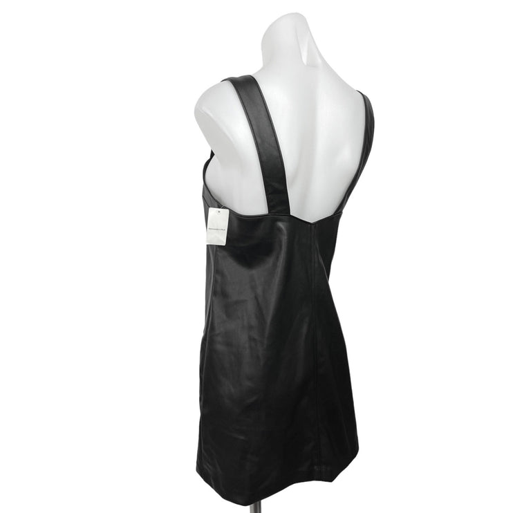 Abercrombie & Fitch Womens Black Faux Leather Sleeveless Shift Mini Dress Size M