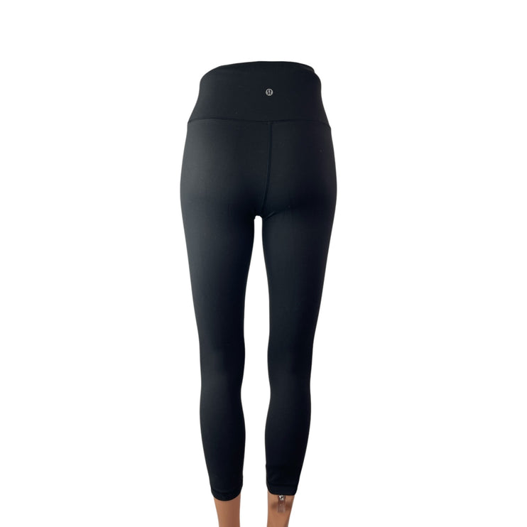 Lululemon Women's Black Yoga Workout Gym Cropped Athletic Leggings Pants Size 4