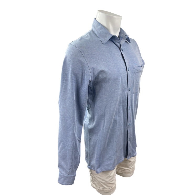 Lululemon Live In Practice Men's Blue Long Sleeve Button Down Shirt Top Size M