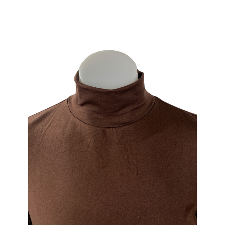 NEW Ekouver Women's Brown Long Sleeve Turtleneck Base Layer Sweater Top Size S