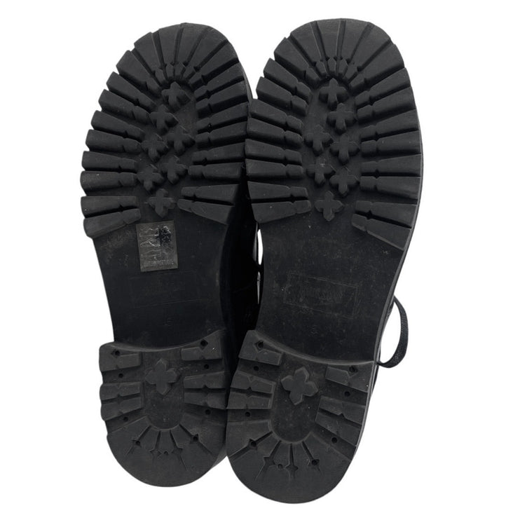 Thursday Women's Black Leather Lace Up Side Zip Chelsea Ankle Combat Boots Sz 6