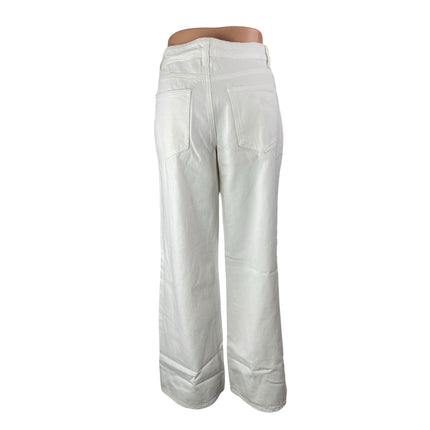 NEW Edikted Women's White Mid Rise Baggy Flare Wide Leg Denim Jeans Pants Size M