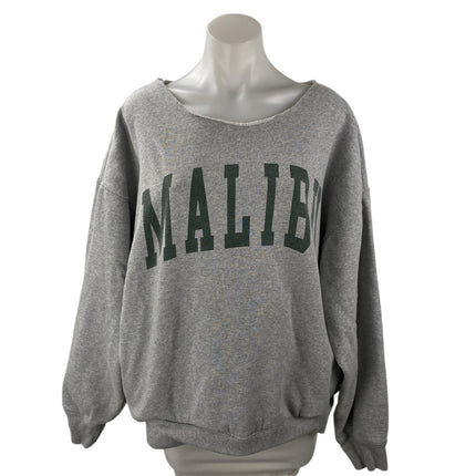 J.Galt Malibu Women's Gray Oversized Crew Neck Long Sleeve Sweatshirt Top Size M
