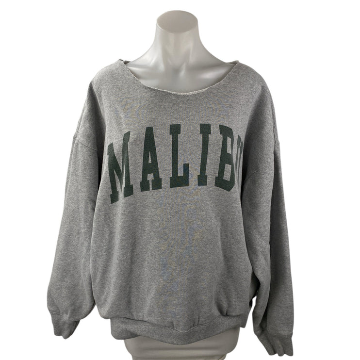 J.Galt Malibu Women's Gray Oversized Crew Neck Long Sleeve Sweatshirt Top Size M