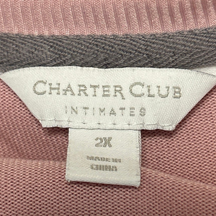 Charter Club Intimates Women's Pink Long Sleeve Henley Lounge Pajama Top Sz 2XL