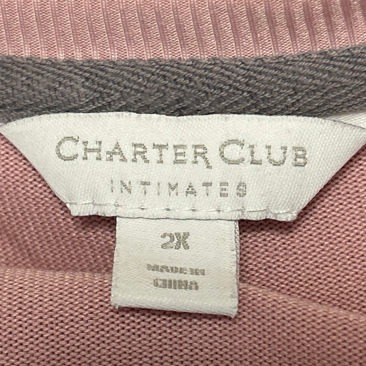 Charter Club Intimates Women's Pink Long Sleeve Henley Lounge Pajama Top Sz 2XL