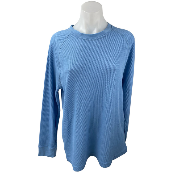 Outdoor Voices Blue Waffle Knit Crew Neck Long Sleeve Sweatshirt Sweater Top M