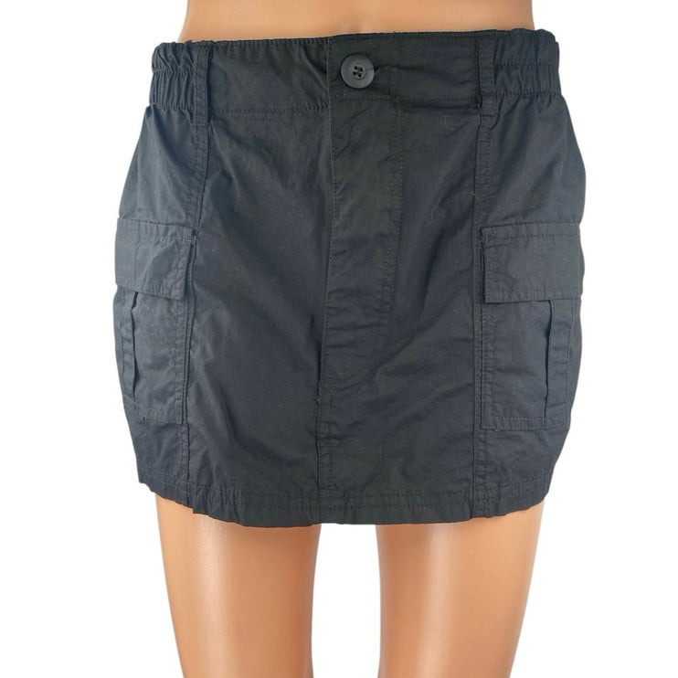 NEW Fashion Nova Best Kept Secret Black Elastic Waist Cargo Mini Skirt Size S
