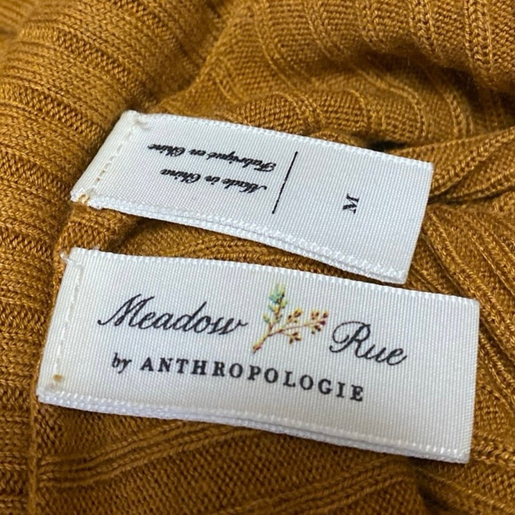 Anthropologie Meadow Rue Gold Ribbed Knit Sleeveless Deep V Neck Tank Top Size M