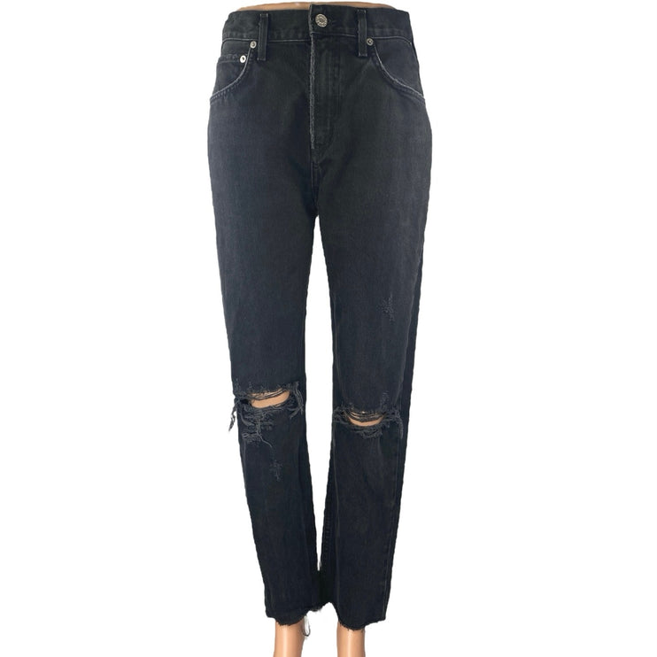 Agolde Women's Straight Leg High Waist Distressed Frayed Denim Jeans Pants Sz 26
