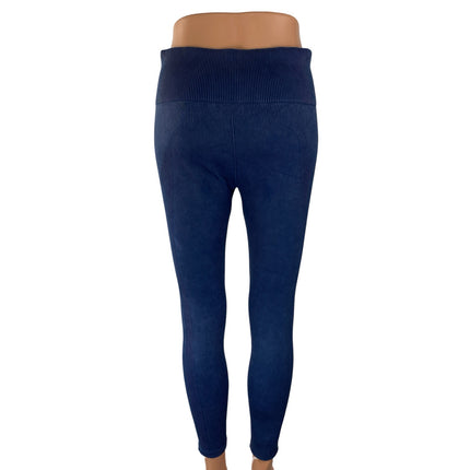 Joy Lab Womens Blue Ribbed Knit High Rise Yoga Running Athletic Leggings Pants L