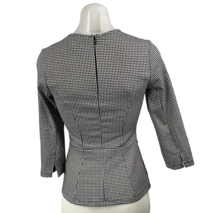 H&M Women's Black Half Sleeve Crew Neck Career Office Peplum Blouse Top Size XS