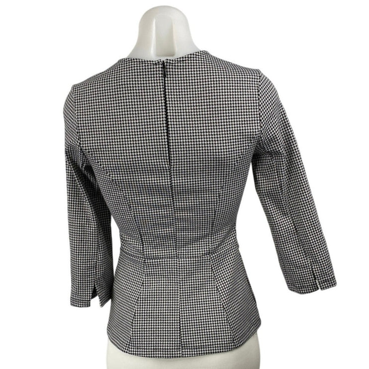 H&M Women's Black Half Sleeve Crew Neck Career Office Peplum Blouse Top Size XS