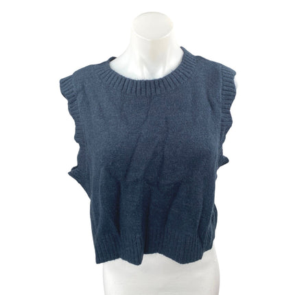 Eloquii Women's Blue Wool Knit Sleeveless Crewneck Crop Tank Vest Top Size 14