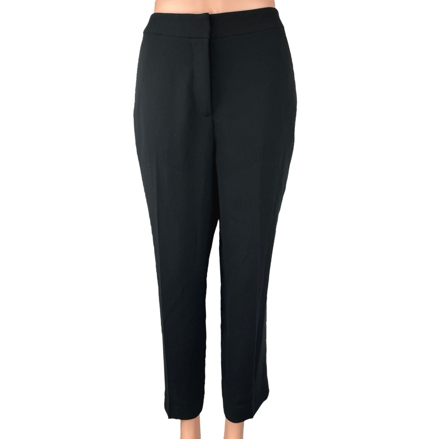 Women's Black Tapered Straight Career Office Ankle Trousers Dress Pants