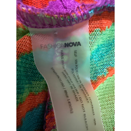 Fashion Nova Multicolor Abstract High Waist Beach Cover Up Maxi Wrap Skirt 2XL