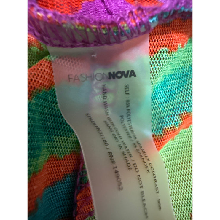 Fashion Nova Multicolor Abstract High Waist Beach Cover Up Maxi Wrap Skirt 2XL