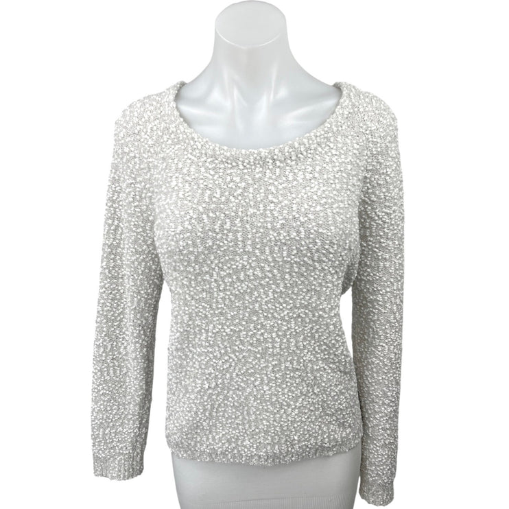 Lilla P Women's Gray Long Sleeve Scoop Neck Sherpa Pullover Sweater Top Size L