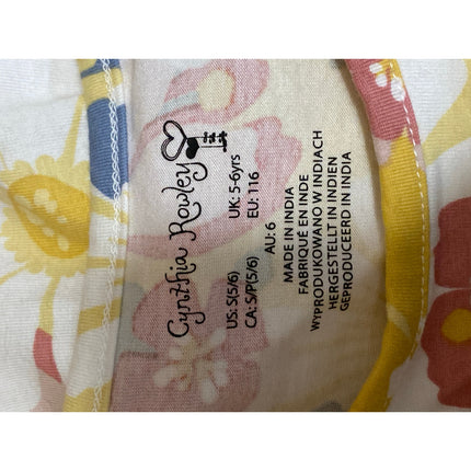 Cynthia Rowley Kids Girls Multicolor Floral Flutter Sleeve A-Line Dress Sz 5-6Y