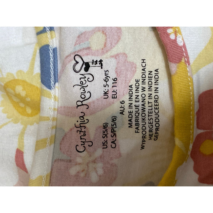 Cynthia Rowley Kids Girls Multicolor Floral Flutter Sleeve A-Line Dress Sz 5-6Y