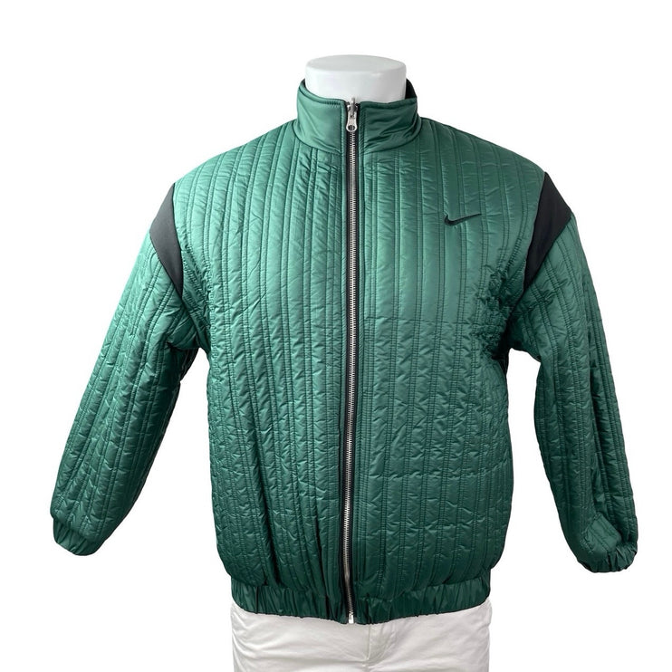 Nike Men's Green Black Reversible Quilted 90s Puffer Full Zip Coat Jacket Size S