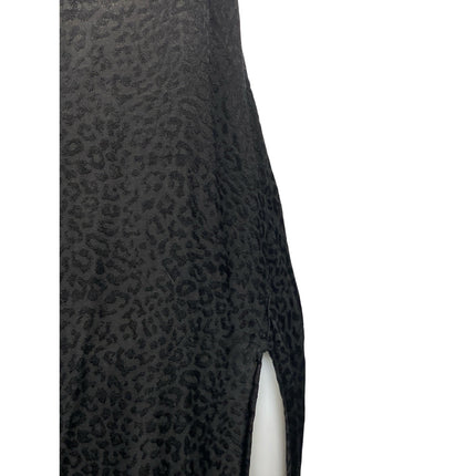Motel Womens Black Sleeveless Leopard Slit Open Back Cami Midi Slip Dress Size S