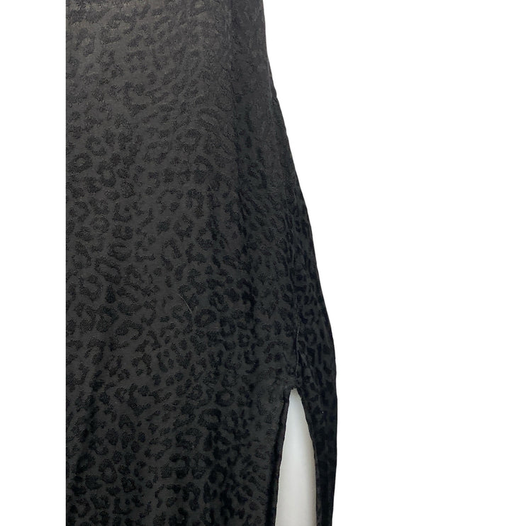 Motel Womens Black Sleeveless Leopard Slit Open Back Cami Midi Slip Dress Size S