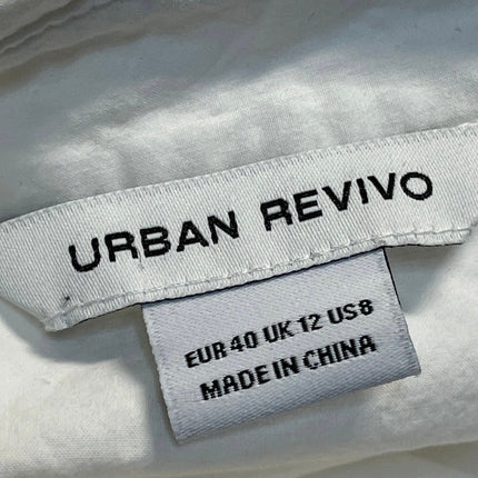 Urban Revivo Women's White Long Sleeve Ruched Button Down Shirt Top Size 8