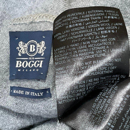 Boggi Milano 100% Virgin Wool Men's Gray Long Sleeves Knit Crew Sweater Top Sz L