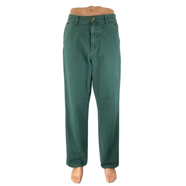 Carhartt Single Knee Men's Green High Rise Straight Leg Denim Jeans Pants 31x32