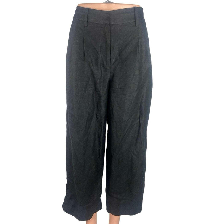 Aritzia Wilfred Effortless Black High Rise Straight Wide-leg Trouser Pants Sz 4