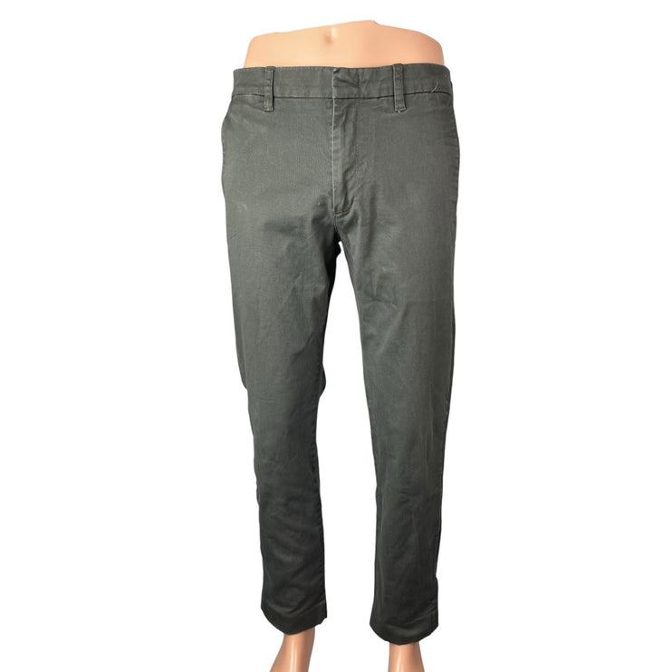 Vince Men Gray Griffith Slim Fit Mid Rise Straight Chino Khaki Trousers Pants 32