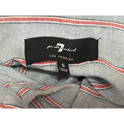 7 For All Mankind Men Blue Pink Striped Long Sleeve Button Up Dress Shirt Top S