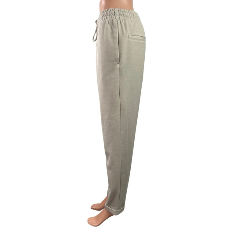 Zara Women's Gray High Waisted Drawstring Tapered Trousers Sweat Pants Size M