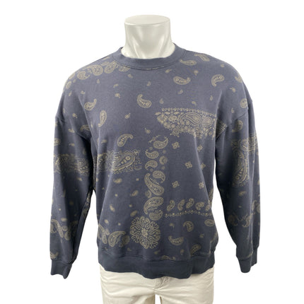 Original Use Men's Navy Blue Paisley Long Sleeve Crew Neck Sweatshirt Top Size M