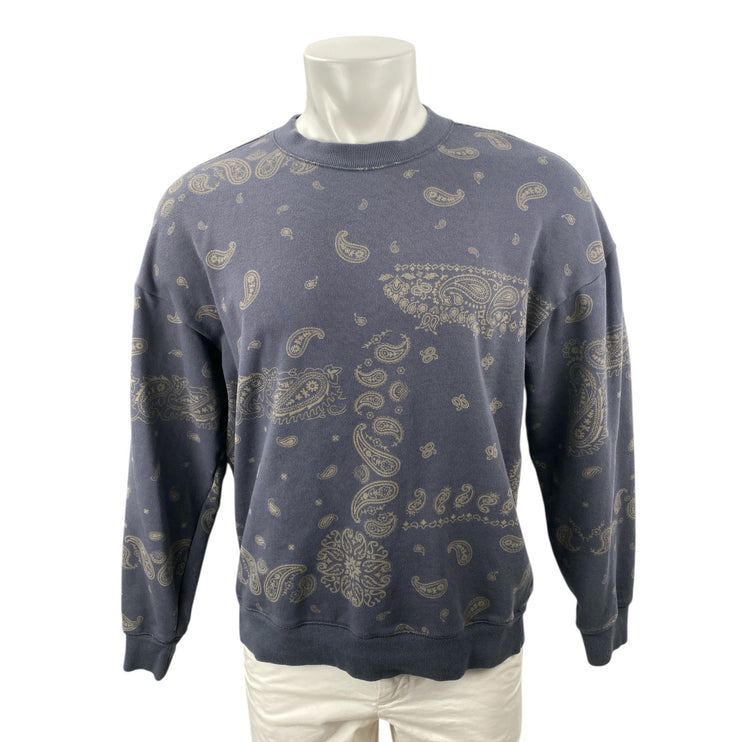 Original Use Men's Navy Blue Paisley Long Sleeve Crew Neck Sweatshirt Top Size M