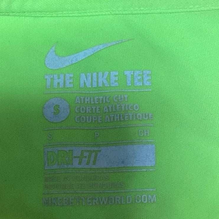 The Nike Tee Neon Green V Neck Short Sleeve Basic Athletic T Shirt Top Size S