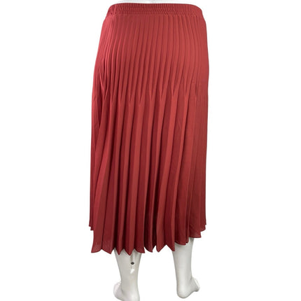 Max Studio Women's Red Pleated High Waisted Casual Maxi Flared A-Line Skirt XL